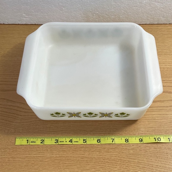 Vintage Fire King Anchor Hocking 8" Square Baking Dish Meadow Green #435 MCM - Picture 6 of 7